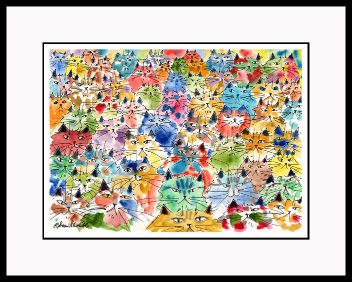 Spice Of Life Whimsical Colorful Cats Med Cat Art Print Catmandrew Drew Strouble