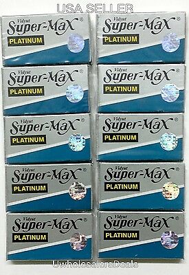 50 Super Max Platinum Double Edge Shaving Razor Blades Barber Shave - New