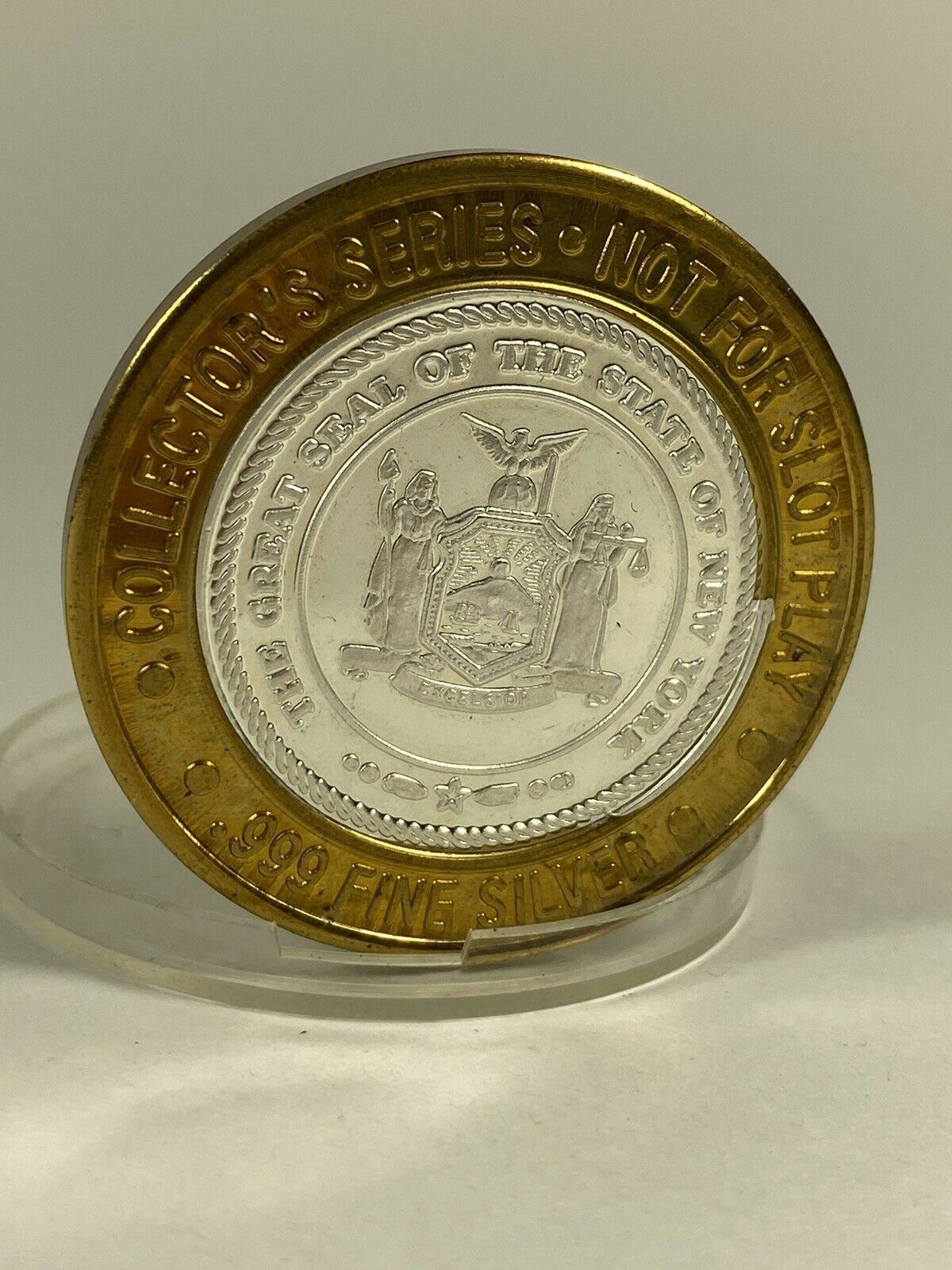 Caesars Atlantic City, State Seal Of -new York- $10 -silver Strike-  .999 Silver