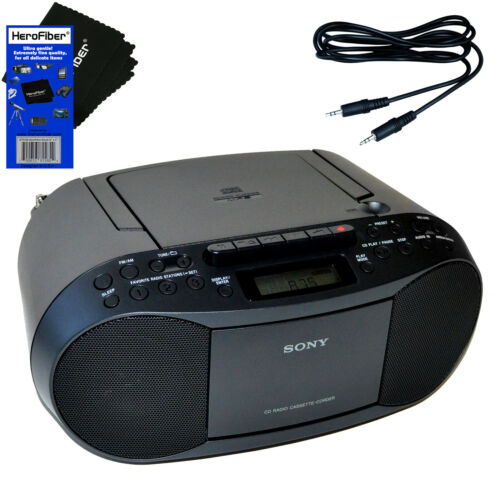 Sony Portable Cd Player Boombox With Am/fm Radio & Cassette Player + Aux Cable