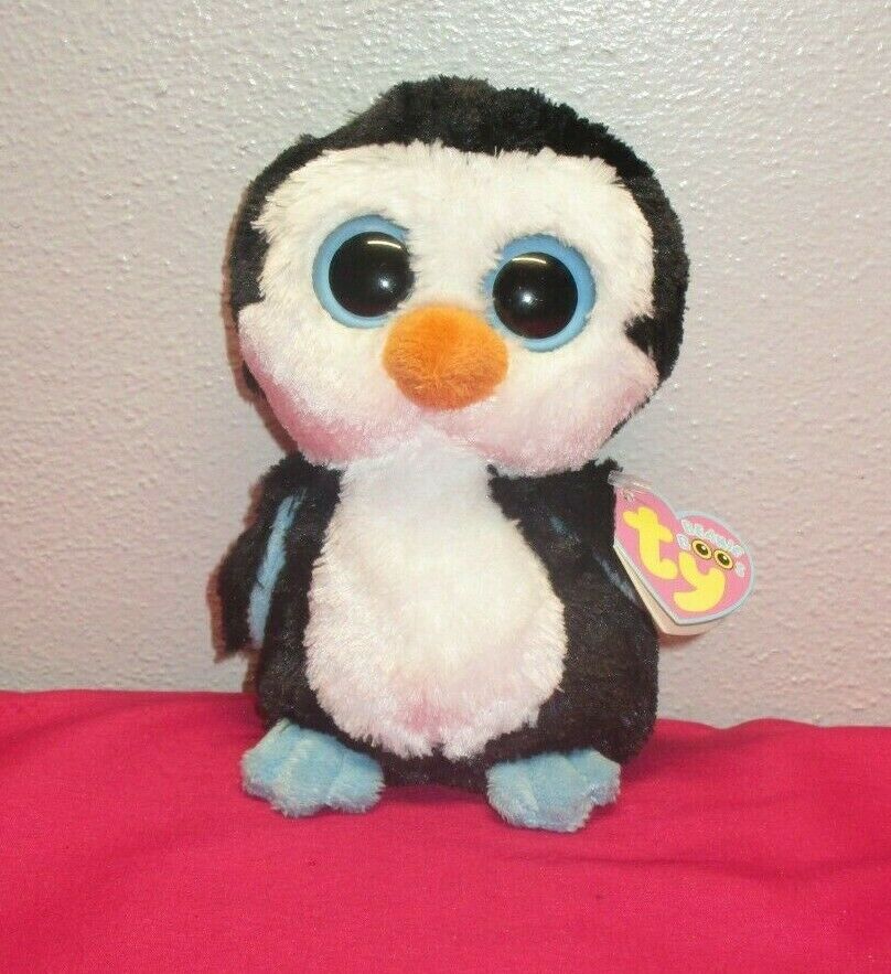 Ty Beanie Boos 6" Waddles Penguin Solid Blue Eyes Nwt