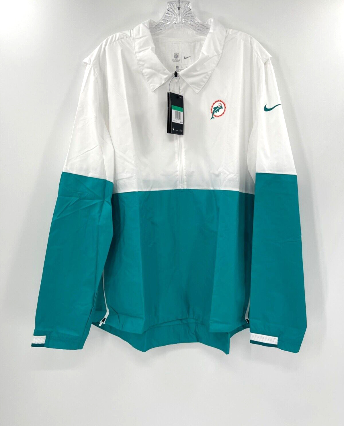 Miami Dolphins Throwback Nike Aqua&white 1/4 Zip Windbreaker W/ Pockets Sz-2xl