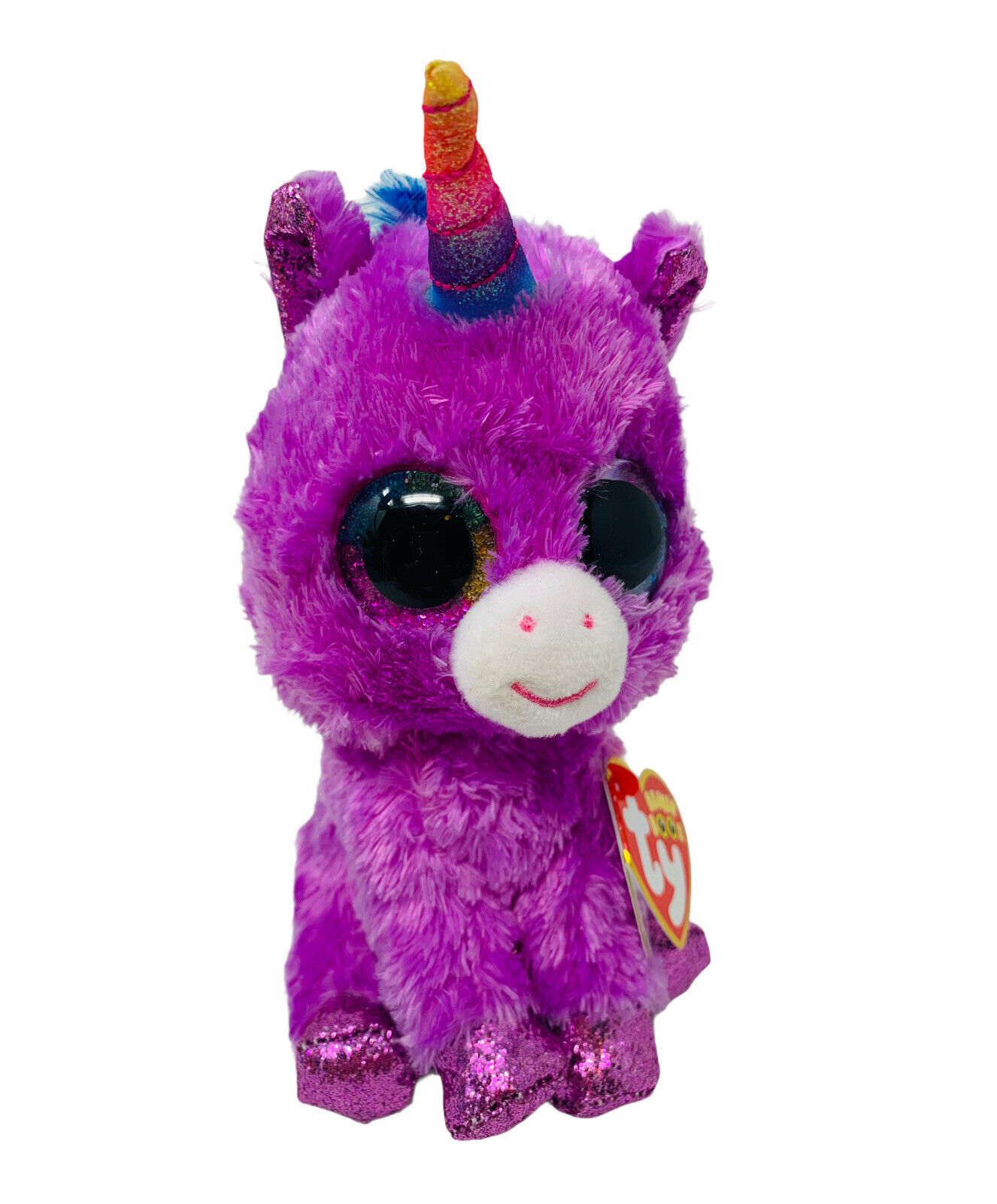 Ty Beanie Boos Rosette Purple Unicorn Plush 6" Stuffed Animal Multi Glitter Eyes