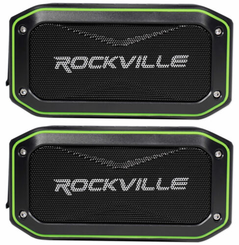 (2) Rockville Rock Anywhere Waterproof Portable Bluetooth Speakers+tws Linking