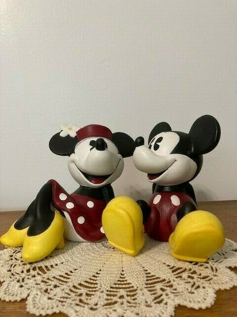 Rare Disney Mickey And Minnie Banks By Enesco. Sold As A Set.