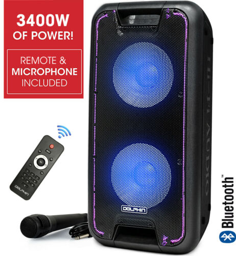 Dolphin Partybox 3400w Bluetooth Tailgate Party Speaker System With Lights & Tws