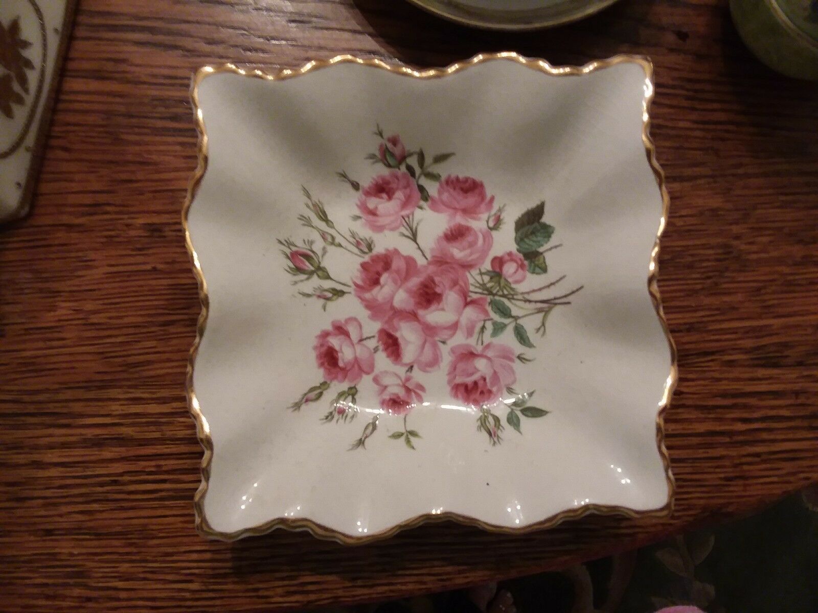 Vtg James Kent Staffordshire England Old Foley Rose Small Candy Dish