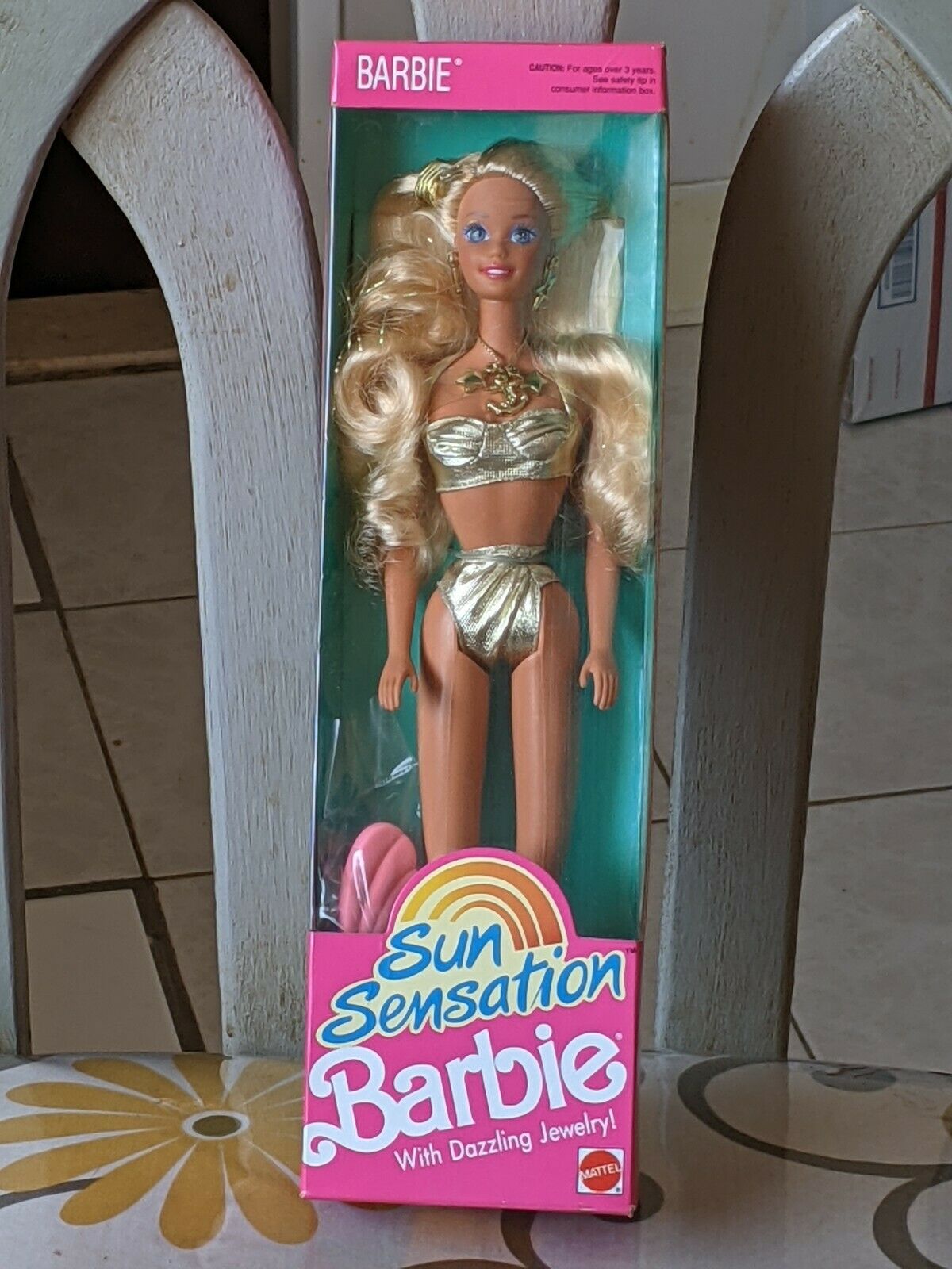 Vintage Sun Sensation Barbie With Dazzling Jewelry 1991 New Nrfb