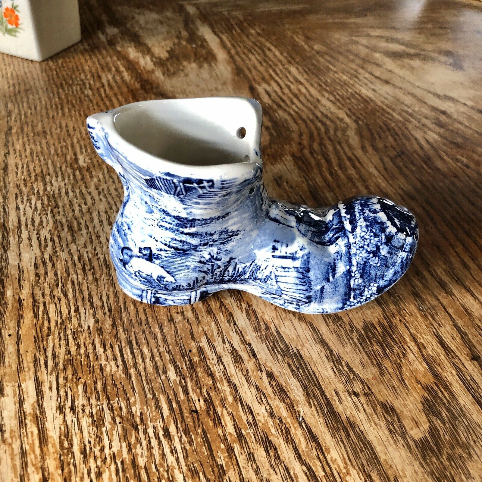 Porcelain Shoe James Kent Staffordshire England Blue & White Old Foley Vintage