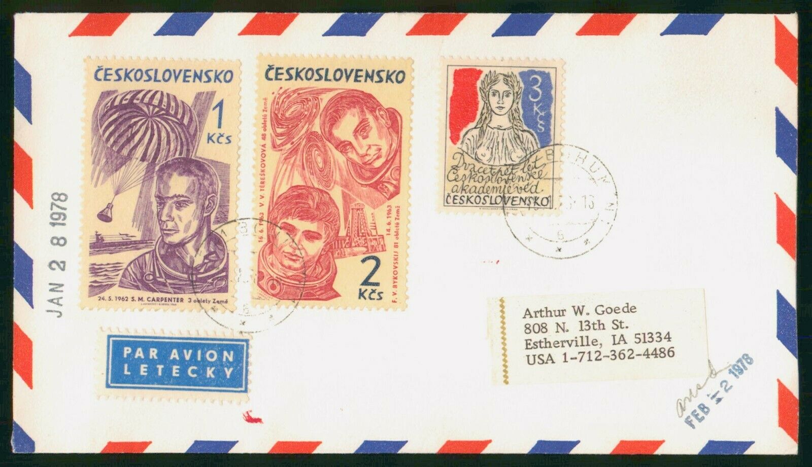Mayfairstamps Czechoslovakia 1978 To Estherville Iowa Air Mail 1978 Cover Wwp266