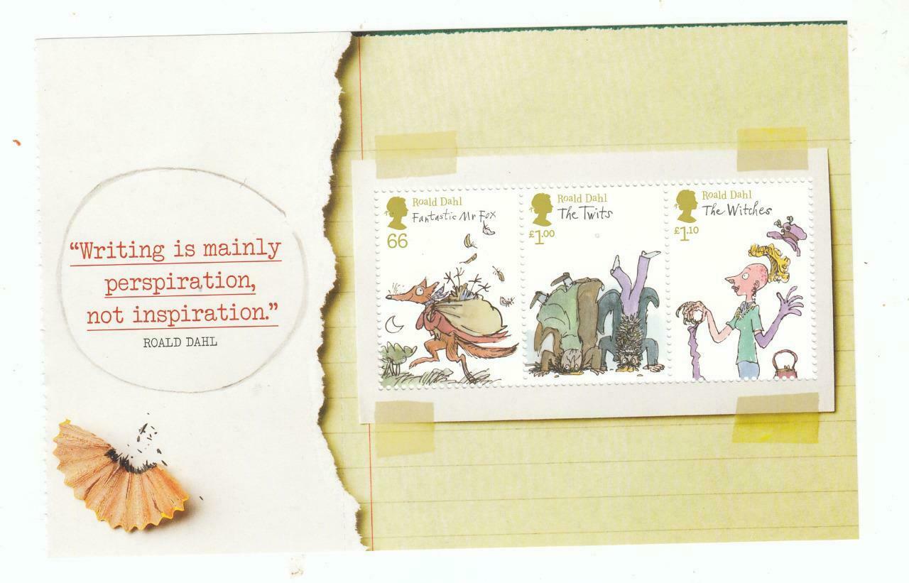 Gb Roald Dahl Writing Is Mainly Persperation Mnh Booklet Pane/sheet Po Fresh