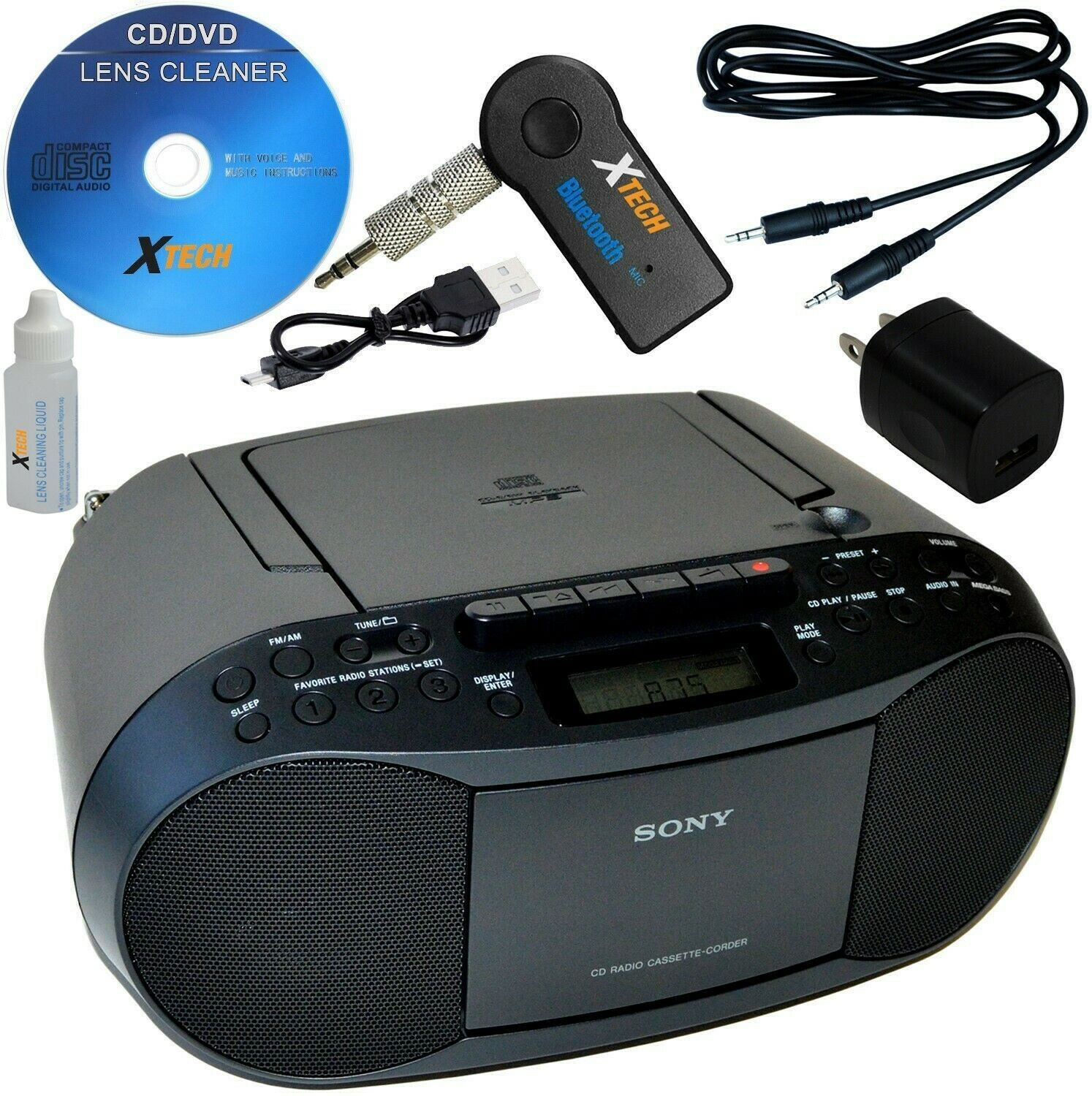 Sony Portable Boombox Cd Radio Cassette Player +wireless Bluetooth Receiver Kit