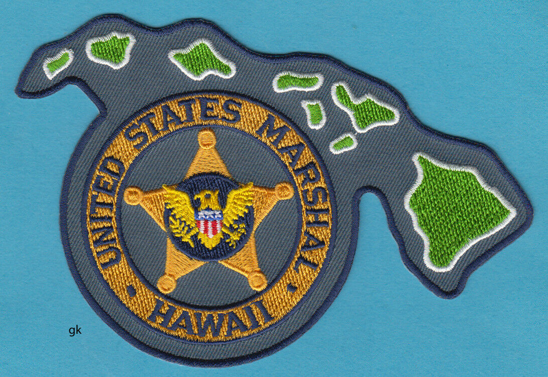 Hawaii Us Marshal  State Shape  Police Shoulder Patch   (yellow)