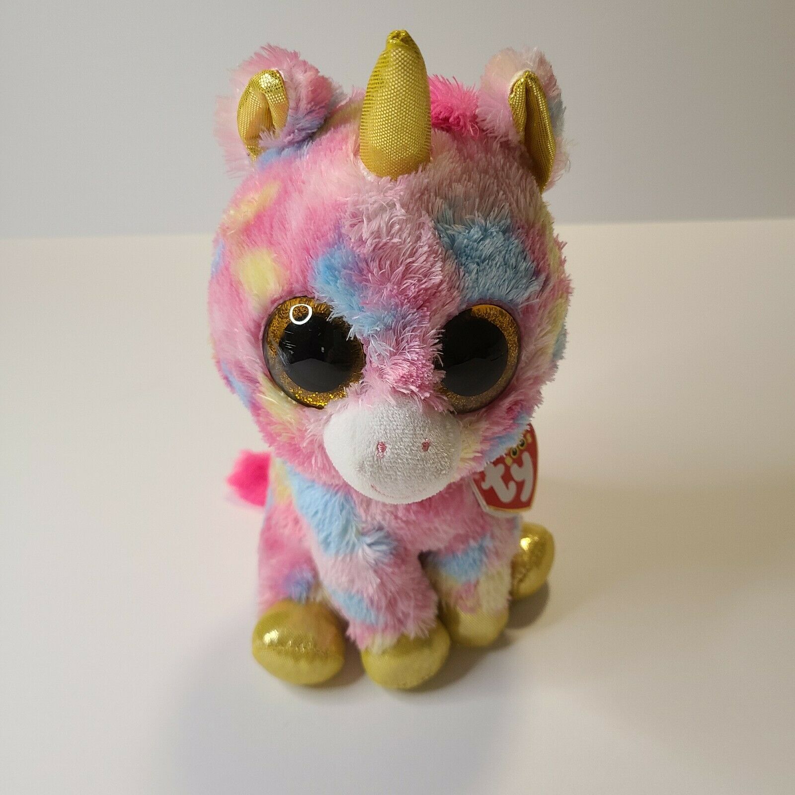 Ty Beanie Boos Fantasia 10" Plush Toy Stuffed Animal Unicorn Pink Pastel Glitter