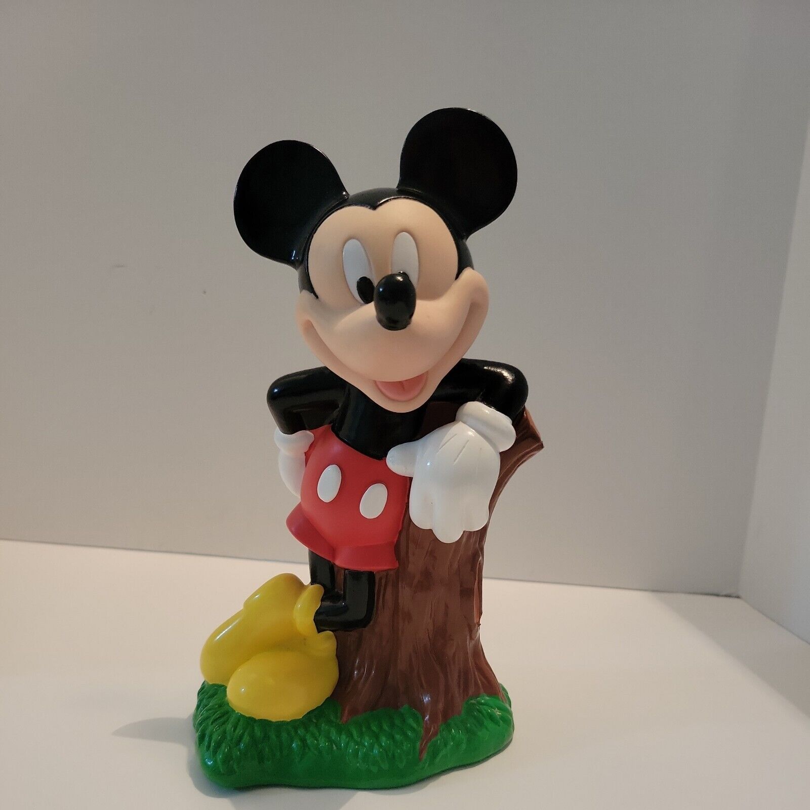 Disney Mickey Mouse Leaning On Tree Stump Piggy Bank Just Toys Inc 1994 Plastic