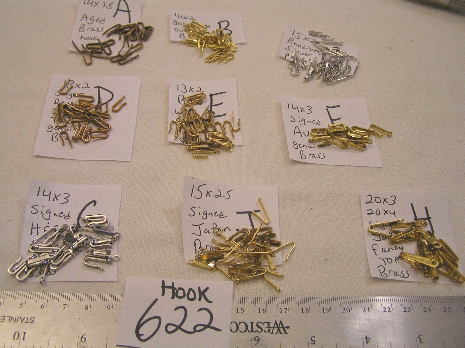 Vtg Quality Hook Clasp Jewelry Findings Repair Craft Necklace Lot Brass Silver +