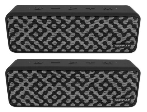 (2) Rockville Faze Black 50w Portable Bluetooth Speakers W/tws Wireless Linking