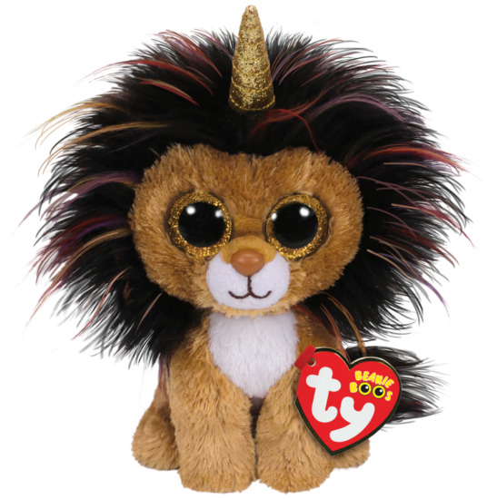 Ty Beanie Boos 6" Ramsey Unicorn Lion W/ Horn Stuffed Animal Plush W/ Heart Tags