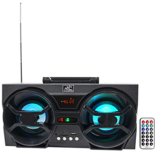 Nyc Acoustics Npb3 Dual 4" Portable Bluetooth Boombox Speaker+usb/sd/led+remote