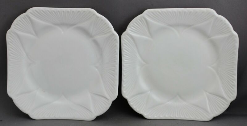 2 Shelley Dainty White Square Bread & Butter Plates  N 50