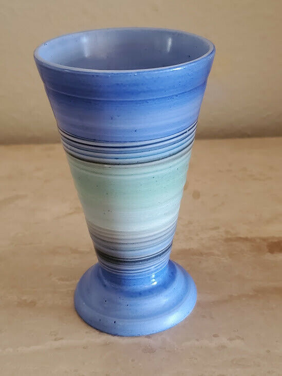 Art Déco Shelley England Harmony Ware Vase With Blue Sea Green Bands C 1925