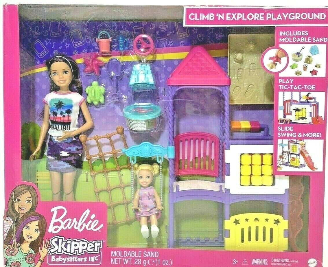 Barbie Skipper Babysitters Inc. Climb ‘n Explore Playground Dolls & Playset New