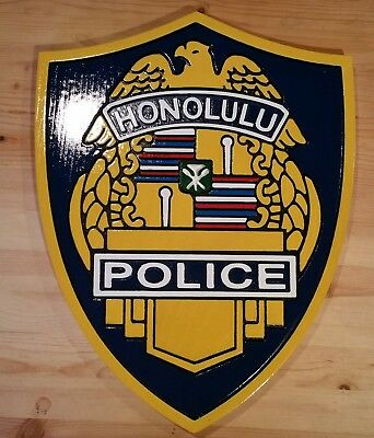 Police Honolulu  3d Routed Wood Patch Plaque Sign Custom