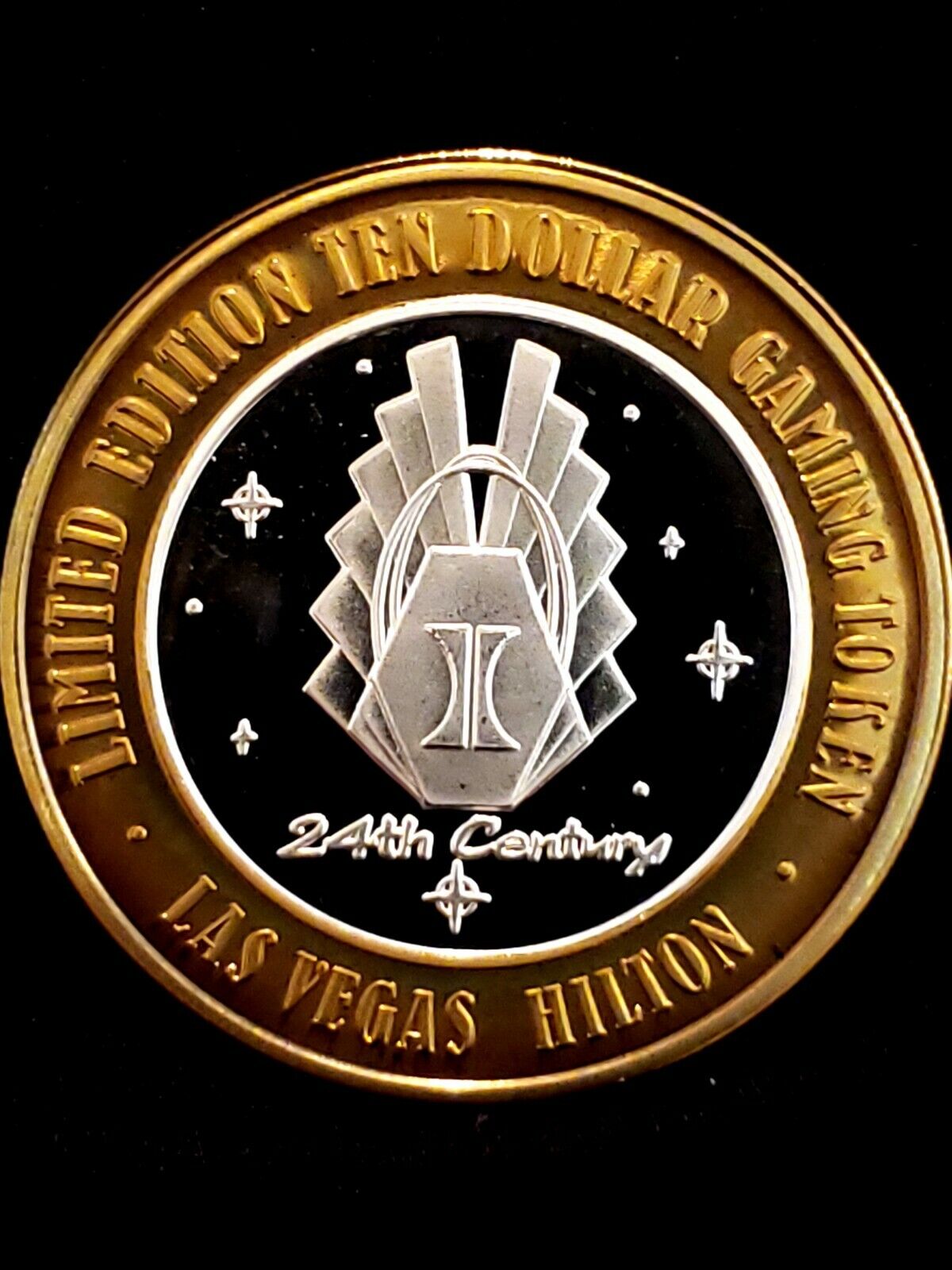 $10 Las Vegas Hilton 24th Century .999 Silver Strike Gaming Token, Nv.