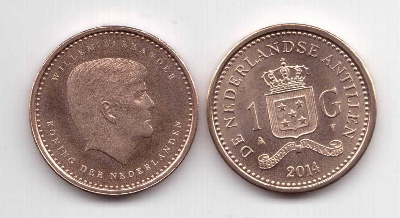 Netherlands Antilles Unc 1 Gulden Coin 2014 Year King Willem Alexand