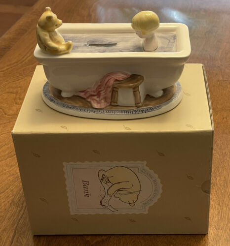 Classic Pooh Bear Christopher Robin Bathtub Tub Piggy Bank | Mint In Box