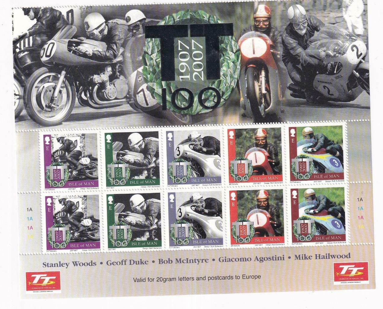 Gb Isle Of Man Various Racers 1907-2007 S/sheets Mnh Po Fresh