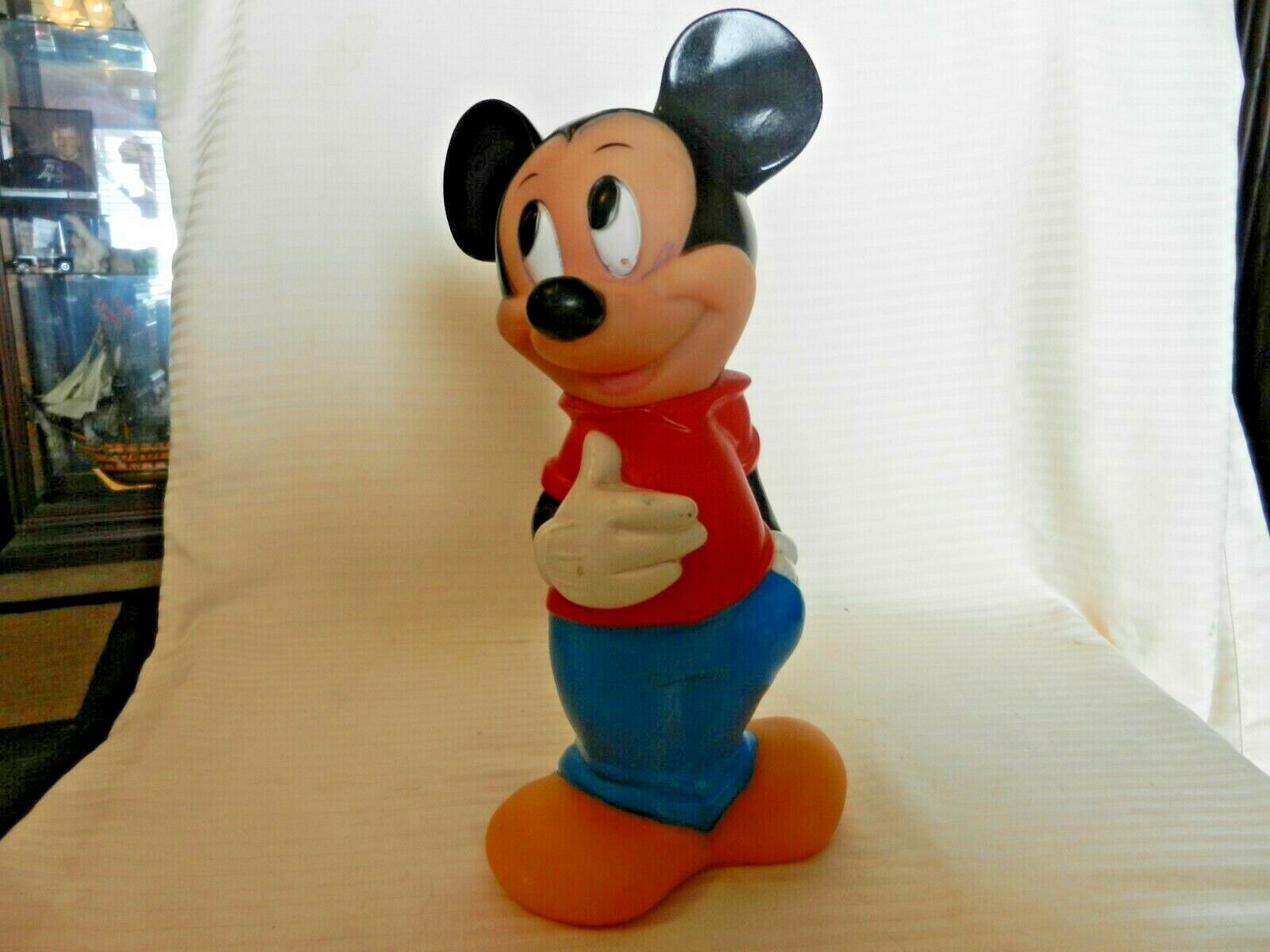 Vintage Plastic Disney Mickey Mouse 11.5" Tall Bank From Illco